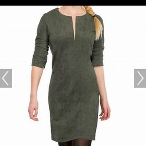 Gretchen Scott green suede dress